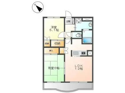 クレールメゾン(2LDK/1階)の間取り写真