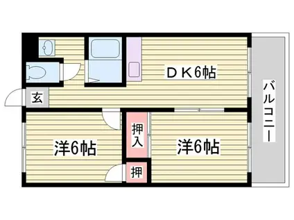 西庄中村コーポ(2DK/2階)の間取り写真