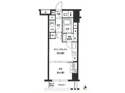 グランスイート銀座レスティモナーク(1DK/8階)の間取り写真