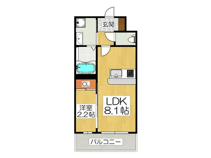 アドバンス京都リエートII(1LDK/4階)の間取り写真