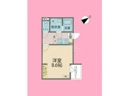 カインドネス町田III(1K/3階)の間取り写真