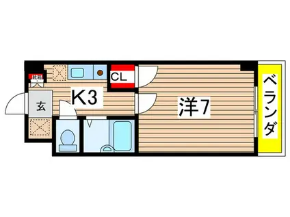 フルリール沖西(1K/6階)の間取り写真