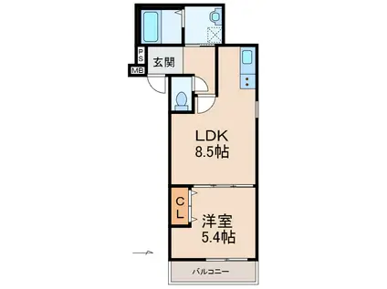 フジパレス吹屋町イースト(1LDK/1階)の間取り写真