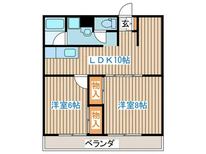 ファミールかんのA棟(2LDK/3階)の間取り写真