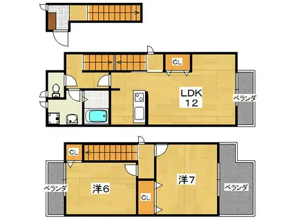 アルカンシェルグラース(2LDK/2階)の間取り写真