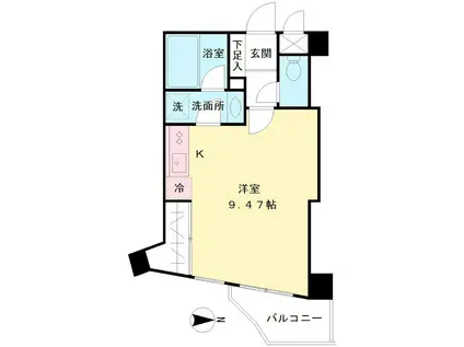 サウサリート高輪(ワンルーム/1階)の間取り写真