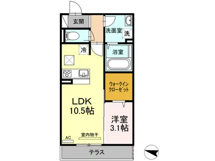 フレッチェ・ボスコIII(1LDK/1階)の間取り写真