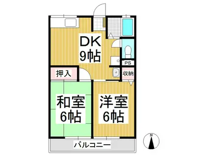 ヴェルジェ山口(2DK/2階)の間取り写真