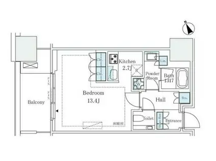 麻布台ヒルズレジデンス(ワンルーム/6階)の間取り写真