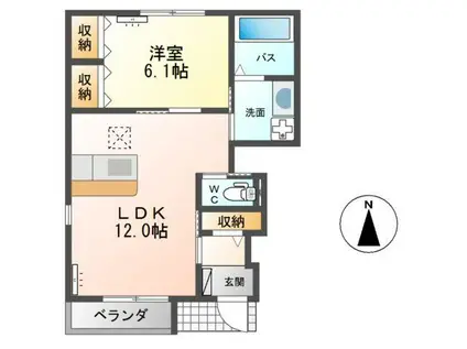 フェリーチェ(1LDK/1階)の間取り写真