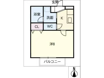カモミールS(1K/2階)の間取り写真
