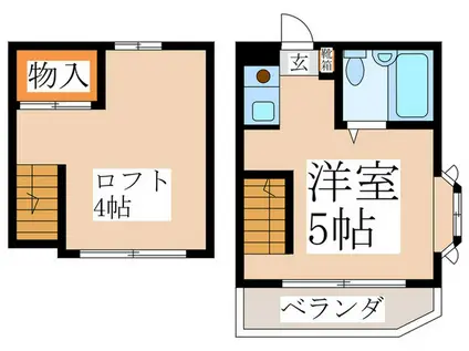武蔵野プラザ(ワンルーム/1階)の間取り写真