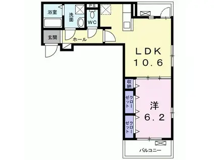 ハイツウィスタリアB(1LDK/3階)の間取り写真