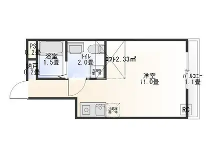 THE ROOM 新検見川(ワンルーム/2階)の間取り写真