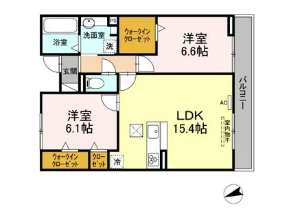 アヴァンセ加納(2LDK/1階)の間取り写真