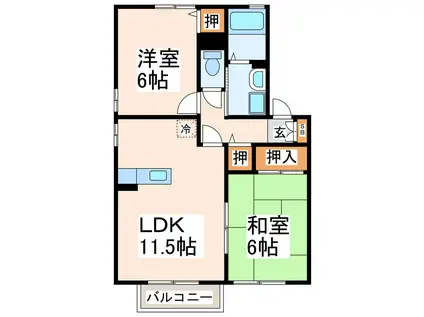 ガーデンコートみずき台(2LDK/2階)の間取り写真