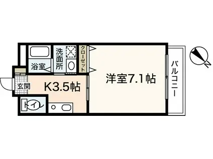 KSM三篠マンション(1K/4階)の間取り写真