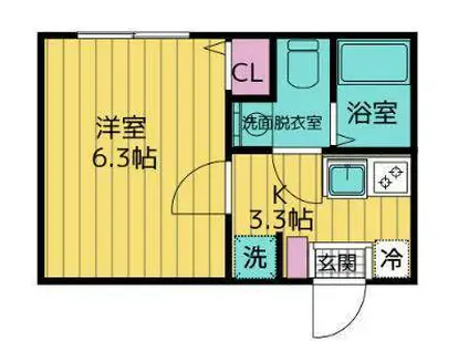 BELL SAISON IKUTA(1K/1階)の間取り写真