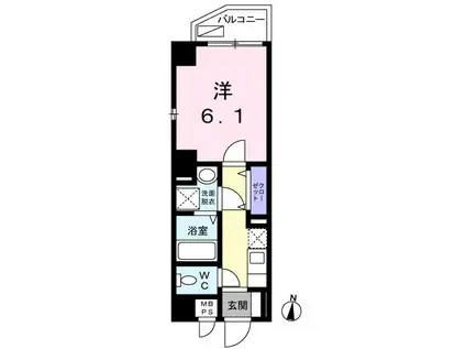 アーバンコート松見坂(1K/5階)の間取り写真