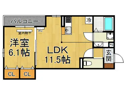 ルミナーレ(1LDK/2階)の間取り写真