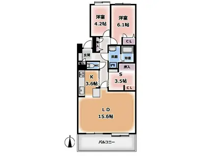 鳥見パークマンション二番街(2SLDK/5階)の間取り写真