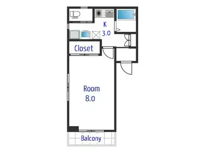 NOGA茅ヶ崎(1K/2階)の間取り写真