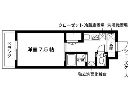 ヌーベルポルト向山(1K/4階)の間取り写真