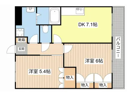 ウエストヴィレッジ(2DK/1階)の間取り写真