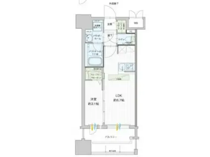 グランフォーレ千早マークスクエアイーストウイング(1LDK/8階)の間取り写真