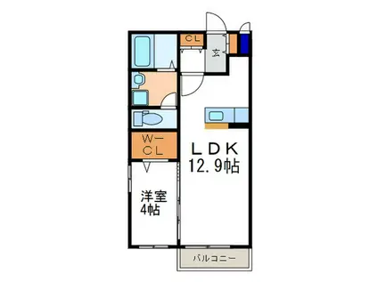 ルーチェ大亀谷(1LDK/2階)の間取り写真