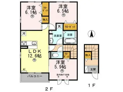 グラン ビュー ソニック(3LDK/2階)の間取り写真