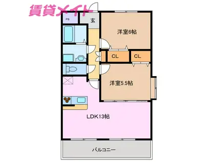 ルネスアニバーサリー(2LDK/1階)の間取り写真