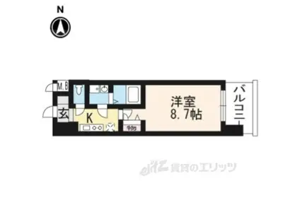 アーバンフラッツ五条堀川(1K/11階)の間取り写真