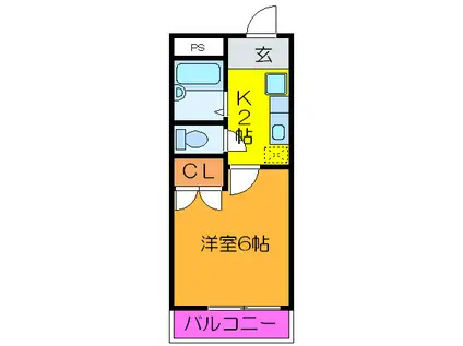 コスモ5(1K/1階)の間取り写真