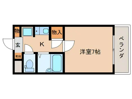 ガーデンビュー古川(1K/2階)の間取り写真