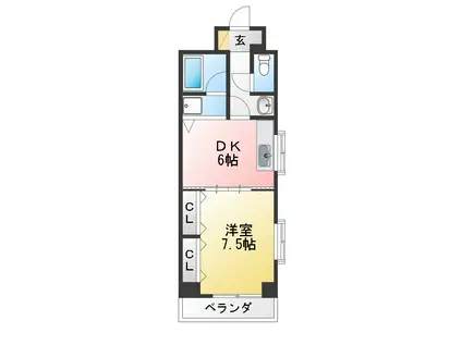 プロミネンス中川14(1DK/3階)の間取り写真