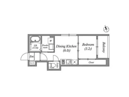 GRANSTELLA 帝塚山(1DK/2階)の間取り写真
