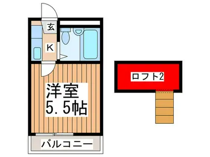 ローヤルハイツ(1K/2階)の間取り写真