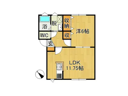 キャッスルコートさくら(1LDK/1階)の間取り写真