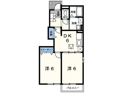 カルムブレインヤマダ (2DK/1階)の間取り写真