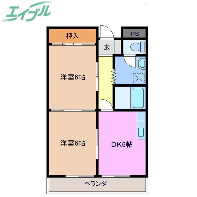 第三セントラルビル(2DK/3階)の間取り写真