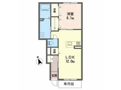 アリビオ・K(1LDK/1階)の間取り写真