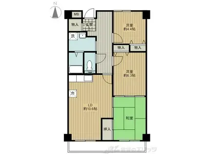 プランドール高槻(3LDK/4階)の間取り写真