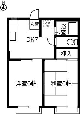 三鈴ハイツ(2DK/1階)の間取り写真