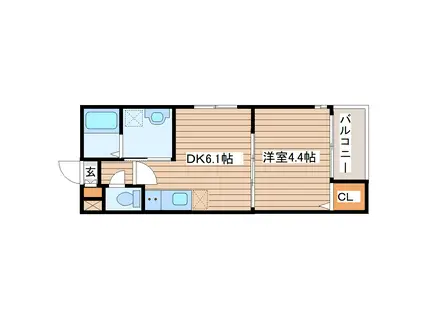 PLUMERIA北仙台(1DK/1階)の間取り写真