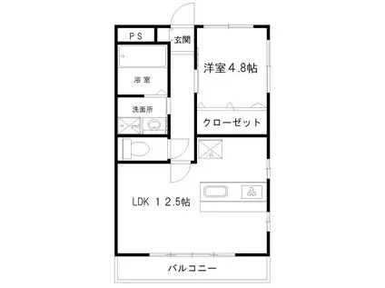 イーストコート55(1LDK/3階)の間取り写真