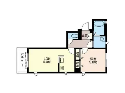 ドルフ仙台坂(1LDK/3階)の間取り写真