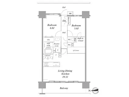 レーベン八王子マークゲート(2LDK/10階)の間取り写真