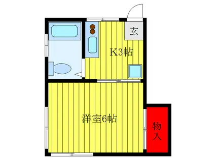 第一石合荘(1K/2階)の間取り写真