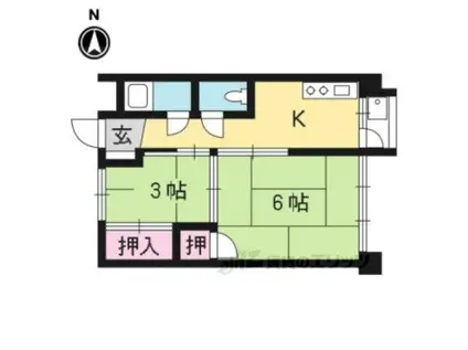 第一白川ハイツ(2K/3階)の間取り写真